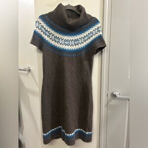 Esprit Sweater Dress Wool Blend Turtleneck 1 Short Sleeve Grey Fair Aisle